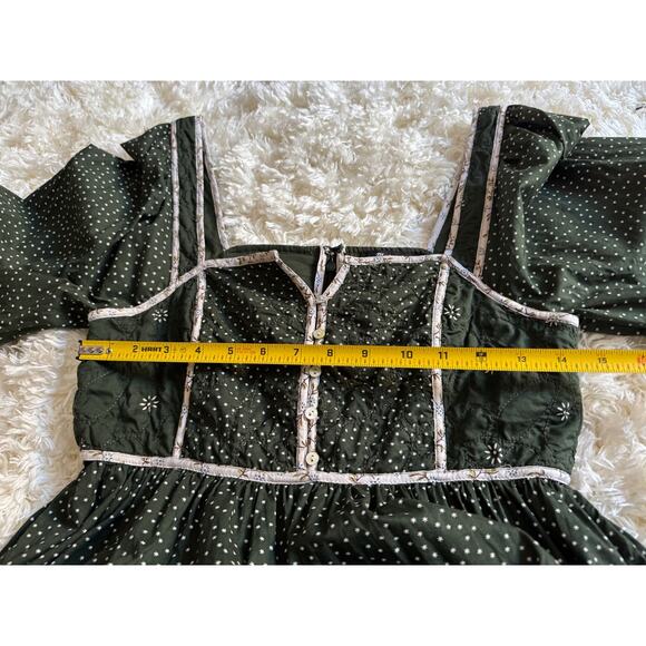 Madewell Green Floral Mini Dress Romantic Renaissance Cottagecore Fairy Prairie - Picture 4 of 8